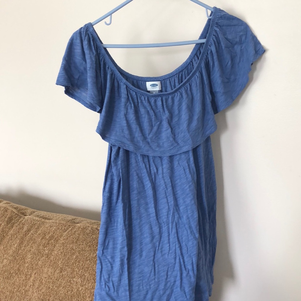 Blue off the shoulder shirt